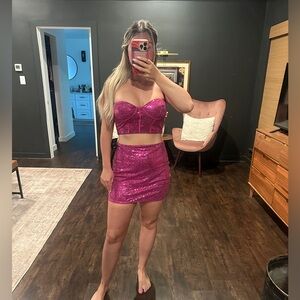 LULUS pink sequin set (NWT)